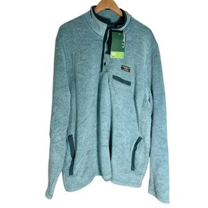 NWT LL Bean Tumbled Sherpa Pullover Half Button Storm Teal Blue Men’s XXL